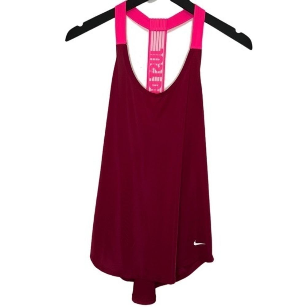 Nike Dry Fit Tank Hot Pink Maroon Work Out Gym Athlete HIIT Light Top